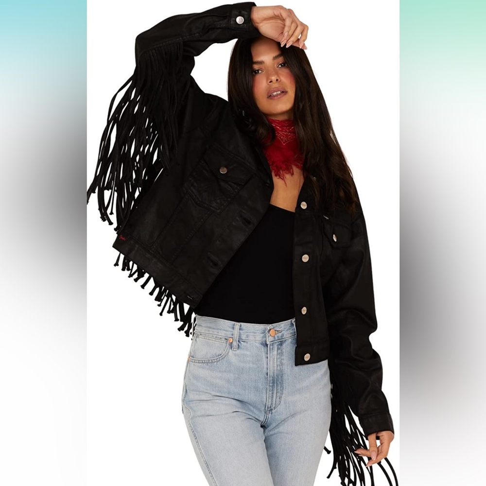 Wrangler x Fender black fringe Jean jacket